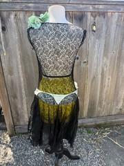 1920s Black Lace Drop Waist Flapper Dress