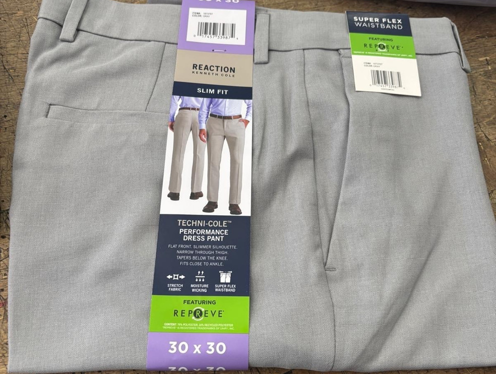 KENNETH COLE Reaction Men&rsquo;s Techni Slim Fit Dress Pants Light Grey Men