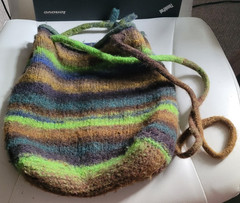 Crossbody Purse ?Wool? Drawstring Closure No Lining Multicolor Striped 11&Prime;x11&Prime;