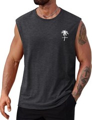 Mens Muscle Tank Top Summer Beach Vacation Shirt Palm Tree Graphic Quick Dry