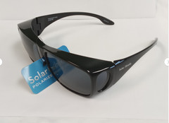 Solar Shield Stone Sunglasses Fits Over Sunglasses, Black, GLOSSY