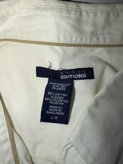 Basic Editions Men&rsquo;s White Button-down Long Sleeve Pocket Shirt Size Large