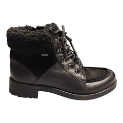 Geox Respira Winter Boots Womens Size US 6 / EU 36 Black Patent Faux Fur Lined