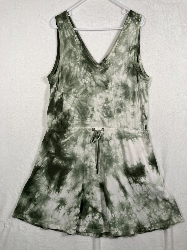 Sweaty Betty Take It Easy Dress Tie Dye Large Drawstring Waist V-Neck Sleeveless