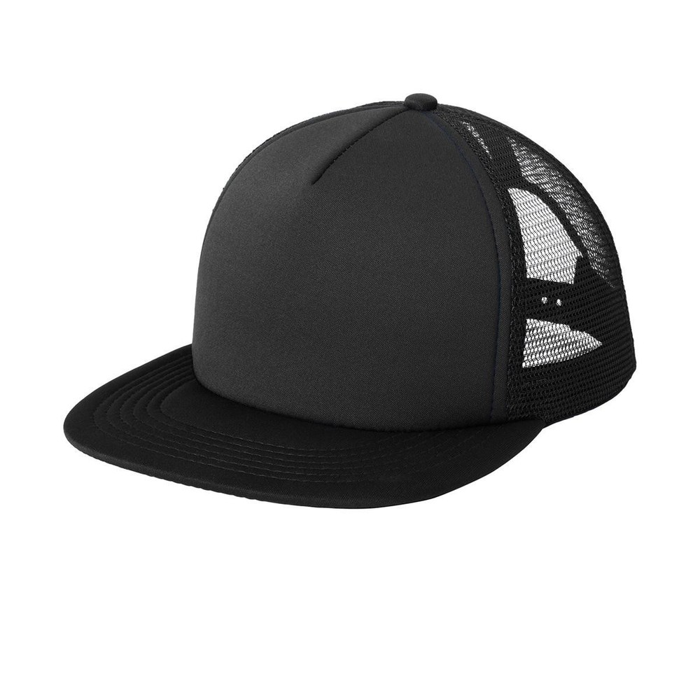 Men&rsquo;s Flat Bill Plastic Snapback Polyester Foam Trucker Cap