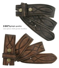 382000 Full Grain Leather Hand Tooled Engraved Belt Strap 1-1/2&Prime; Wide Brown 34