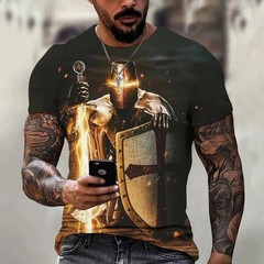Knights Templar T-Shirt Men&rsquo;s Christian Warrior Crusader Cross 3D Printed