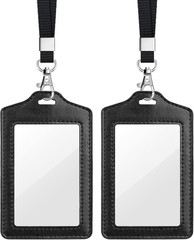 2 Pack Double Sided Clear Badge Holder with Lanyard, Black | Double-Sided Displa