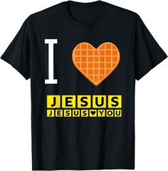 I Love Jesus Waffle Heart Funny Christian Breakfast T-Shirt