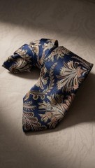 Yves Gerard for Herren Globus 100% Silk Tie Blue Paisley Floral Italy Vintage