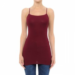 Plain Basic Long Tank Top Adjustable Spaghetti Strap Cotton Camisole Plus Size