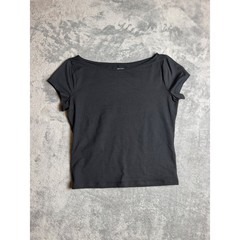 Hollister Black Boat Neck Short Sleeve Tee Basics Clean Girl Office Siren M