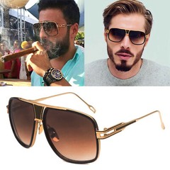 OVERSIZED Square Pilot Sunglasses Metal Bar Retro Mens Women Fashion Glasses US