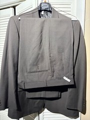 Kilburne and Finch Mens Suit Dark Brown Size 43R Pant 37×30 48% Wool 52% Polyest