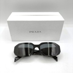 PRADA Black Solid Rectangle Sunglasses SPR17W-F Box Made in Italy