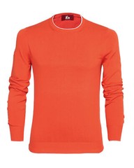 NWT EZZELINO SWEATER cotton crepe orange crew-neck luxury Italy 52 L