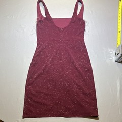 Dee Elly Burgundy Glitter Knit Bodycon Mini Dress Lined Stretch Sweetheart S