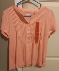 Lands&rsquo; End Women&rsquo;s Short Sleeve Pintuck Blouse Size: Medium, Color: Pink