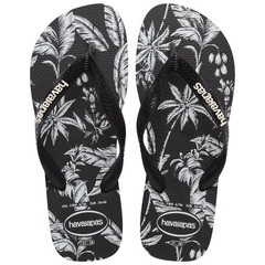 Havaianas Women Logo Flip Sandals – Black/White Print 9-10