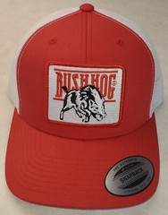 Bush Hog Patch on Yupoong 6606 Classics Trucker Hat Snapback Red/White