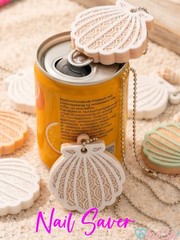 Seashell Nail Saver Key Chain w/ Ball Chain White Women’s Plastic Metal