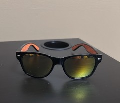 Kids Black Wayfarer Style Sunglasses Amber Orange Tinted Lenses