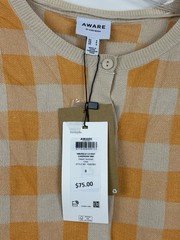 Aware By Vero Moda Orange Gingham Button Up Cardigan NWT SZ Small
