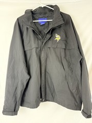 Turfer Sport Minnesota Viking Windbreaker Jacket Mens L Black Zip In Hood