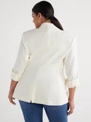 Sofia Jeans Sofia Vergara Blazer Jacket Medium Cream White Roll Tab Sleeve NWT