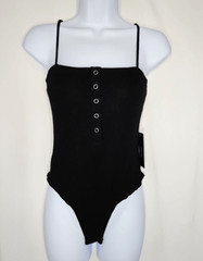 Lulus Women&rsquo;s Black Spaghetti Strap Tank Top Style Thong Bodysuit Size Medium