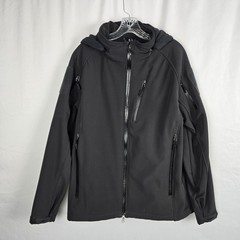 Tacvasen Soft Shell Military Jacket Men&rsquo;s Large Black Full Zip Up Hooded Pockets