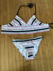 Vintage Rampage 2 Piece Striped Y2K Bikini Size Medium Summer Style Bathingsuit
