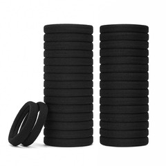 Extra Thick Black Hair Ties 100 Count – Bulk Elastic Bands for Thick Hair, Ponyt