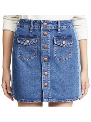 Madewell Two-Toned Blue Button-Front Denim Mini Skirt