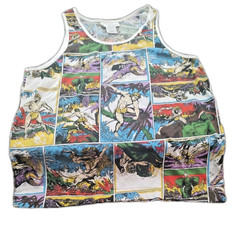 Tarzan Comic Strip Repage Tank Top Shirt XL Art Comic AOP 80s 90s