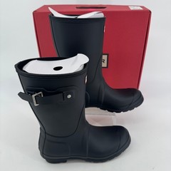 Hunter Womens Original Short Boot Black Matte Rain Boots WFS1000RMA US 8 NEW