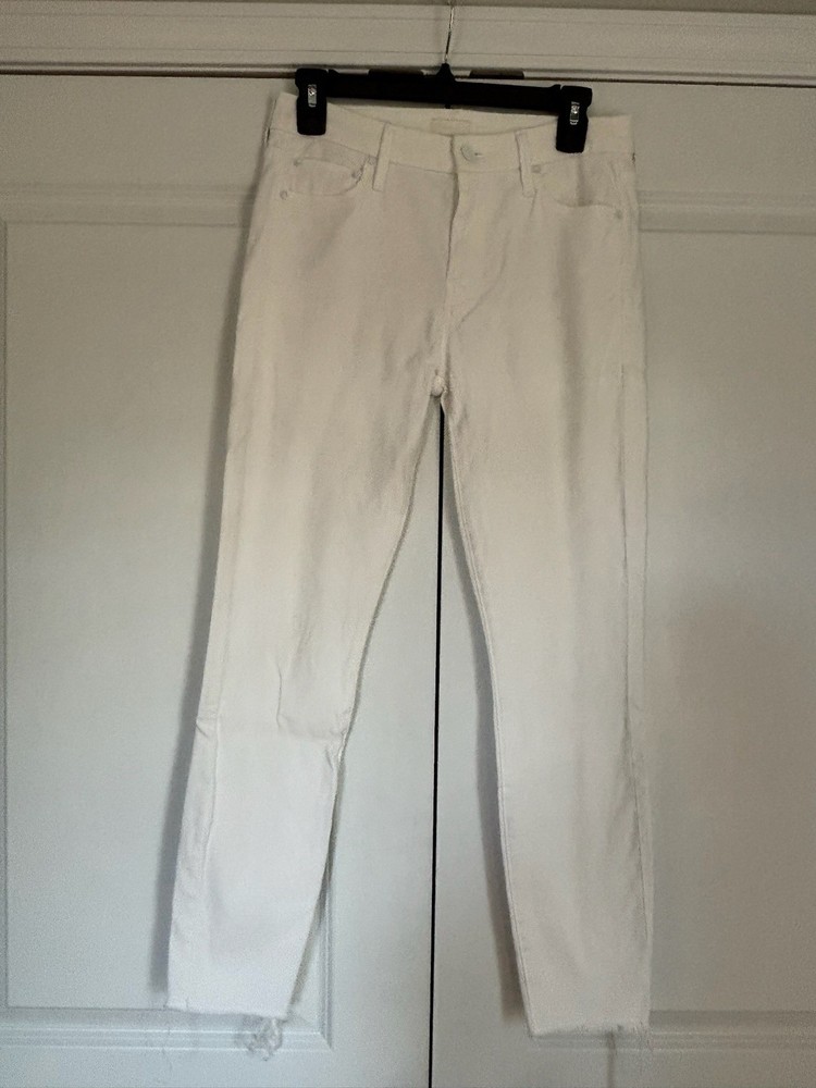Mother Women&rsquo;s White Glass Slipper High Waisted Looker Ankle Fray Jeans Size 27