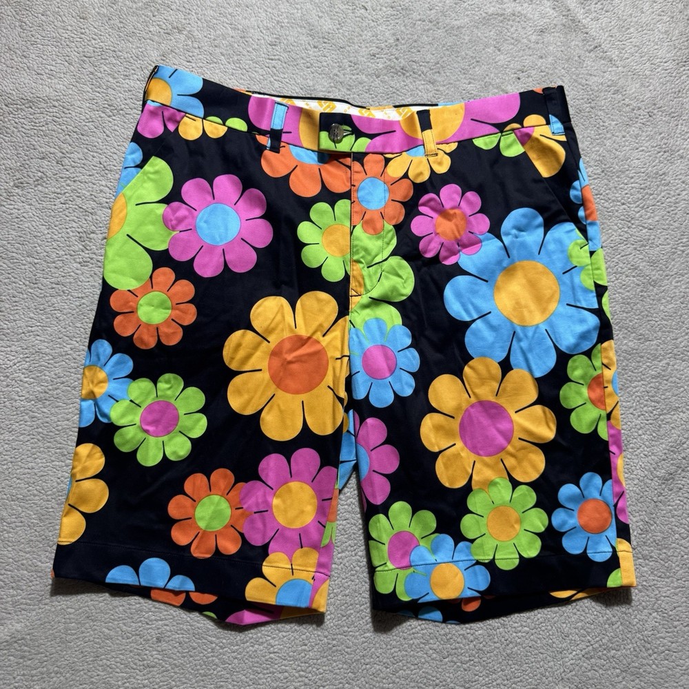 Loudmouth Shorts Mens 38 Colorful Floral Print Golf Sports Mid Rise Chino 38×11