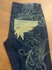 Vintage Delf Imperious Denim Jeans Mens Gold Embroidery 38×32 Y2K Baggy Skater