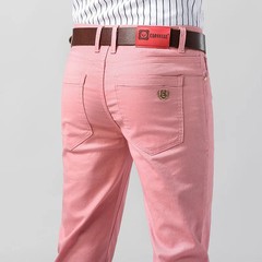 Men&rsquo;s Colorful Denim Stretch Stretch Jeans New Elastic Yellow Pink Red Slim Male