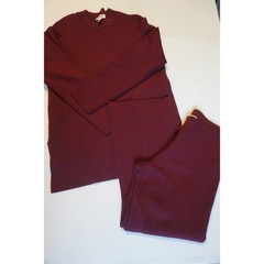 COS Womens Burgundy Knit 2 Piece Set Sweater and Wide Leg Pants Maroon Size M/L