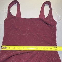 Dee Elly Burgundy Glitter Knit Bodycon Mini Dress Lined Stretch Sweetheart S