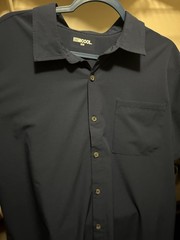 32 Degrees Cool Men&rsquo;s Navy Solid Button-Up Shirt Short Sleeve Point Collar XL