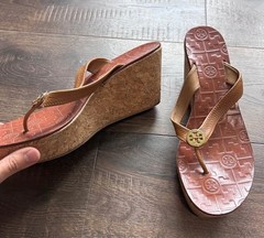 Tory Burch Women&rsquo;s Cork Wedge Heels. beige platform heals for beach or outdoors