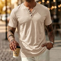 Men&rsquo;s Summer Solid Color Slim Fit Cotton T-shirt Short Sleeve Casual Streetwear