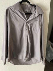 Maximos Men&rsquo;s Gray Solid Cotton Dress Shirt XL Regular Fit 36/37 Pockets