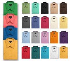 Men&rsquo;s Solid Color Regular Fit Button Up Premium Short Sleeve Dress Shirt