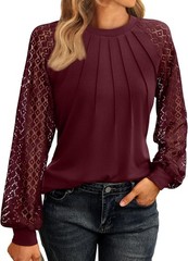 Y2K Lace Blouses – Women&rsquo;s Business Casual Long Sleeve Knitted Fall Tops