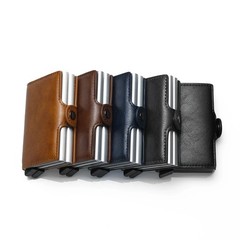 RFID Blocking Wallet Auto Pop up Credit Card Holder Leather Metal Money Clip Men