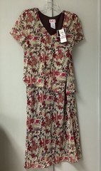 Vtg R&K Dress Size 18 Chiffon Floral Lined Tiered V Neckline Short Sleeves New